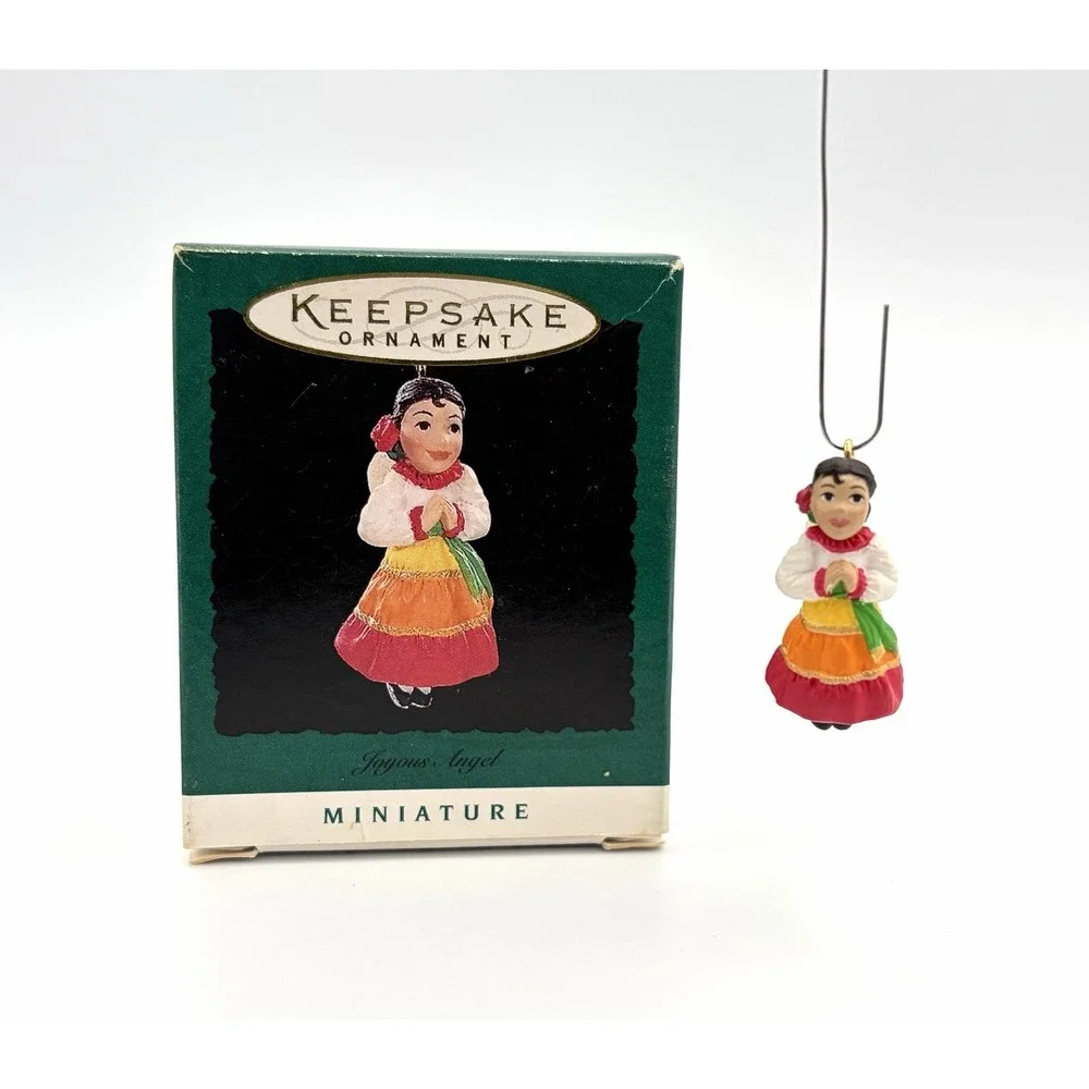1996 Hallmark Keepsake Miniature Ornament Joyous Angel Feliz Navidad Vintage